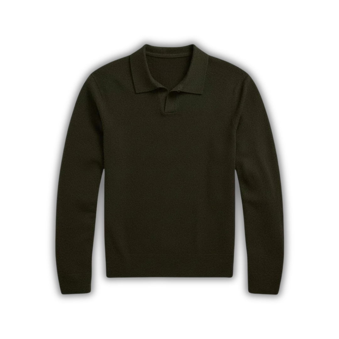 Wool Johnny-Collar Sweater