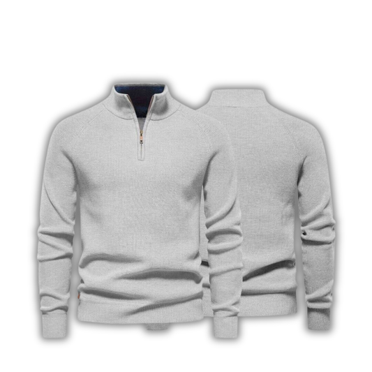 Zip Cable-Knit Wool Knit Sweater