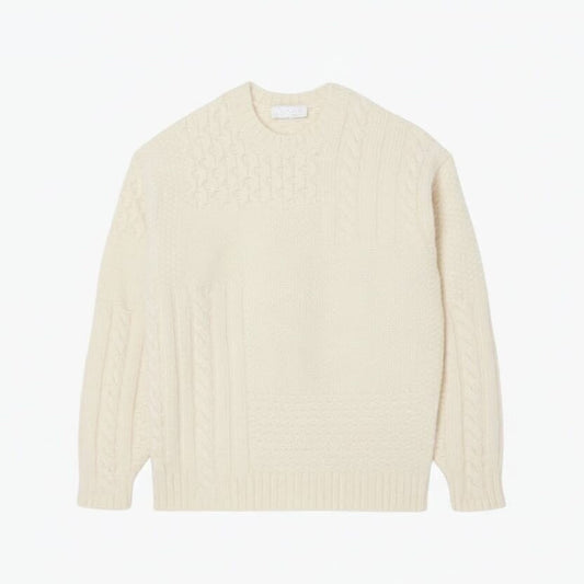 Relaxed Fit Patchwork Effect Wool Sweater
